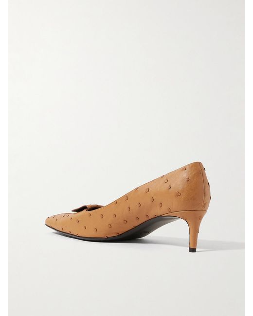 Khaite Natural Celia Pocket Buckled Ostrich Pumps