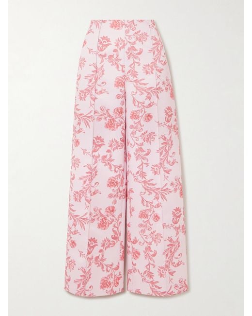 Pantalon Large En Faille À Imprimé Fleuri Daffy Emilia Wickstead en coloris Pink