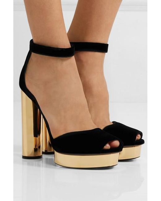 Tom Ford Black Velvet Platform Pumps