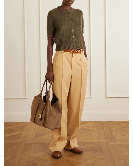 Tod's Brown T Timeless Suede Shoulder Bag