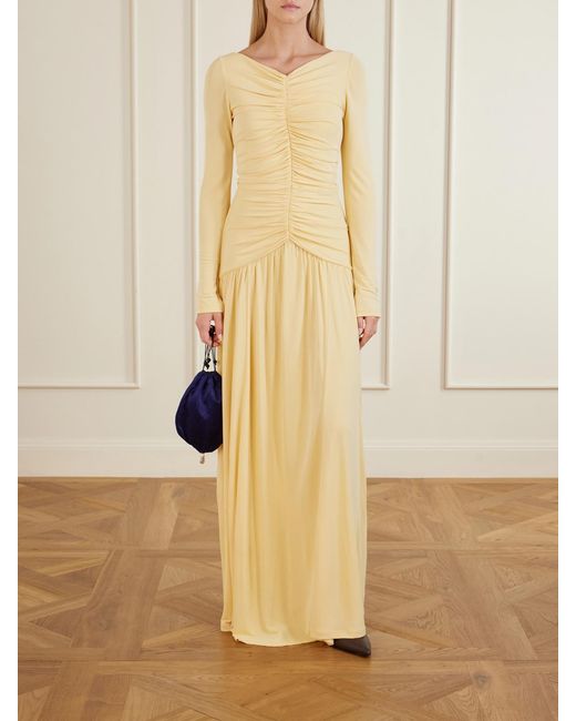La Ligne Metallic Ruched Jersey Maxi Dress