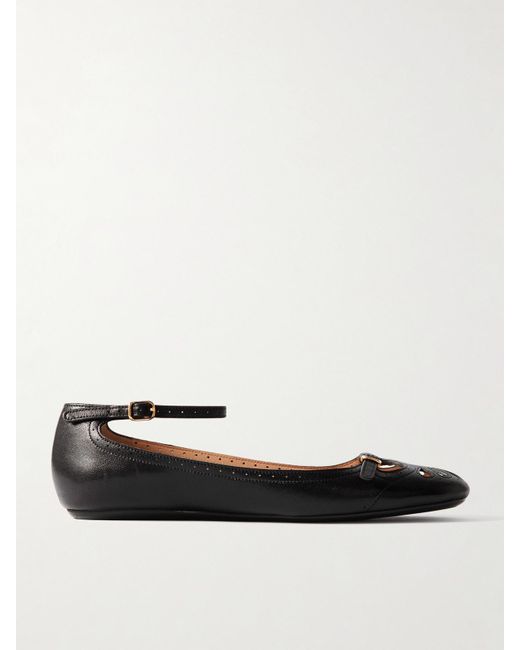 Chloé White Misty Laser-Cut Leather Ballet Flats