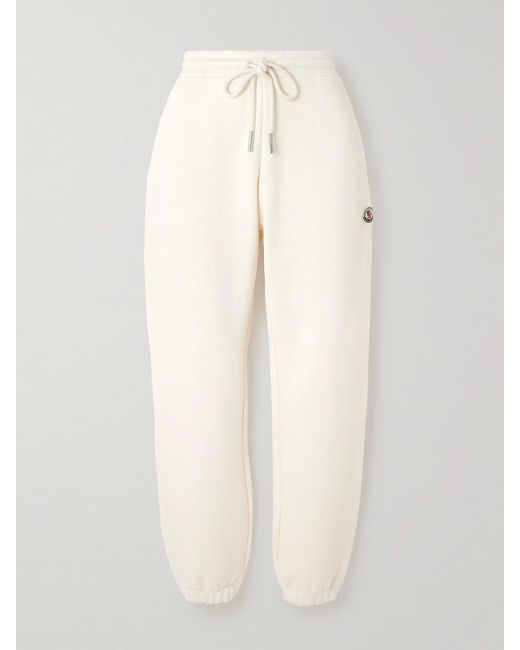 Moncler Natural Appliquéd Cotton-Blend Jersey Sweatpants