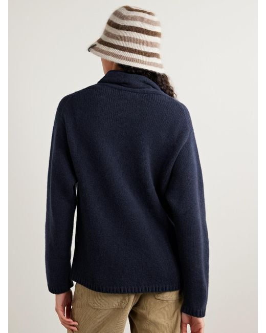 The Elder Statesman Blue Cashmere Turtleneck Sweater