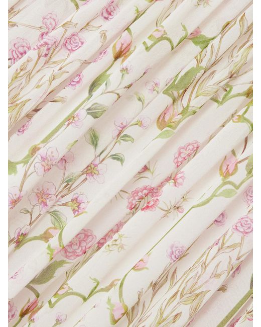 Giambattista Valli Natural Robe Aus Seiden-Georgette Mit Blumenprint Und Bindegürtel