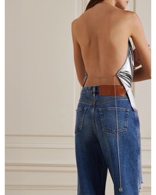 Loewe Metallic Draped Lame Halterneck Top