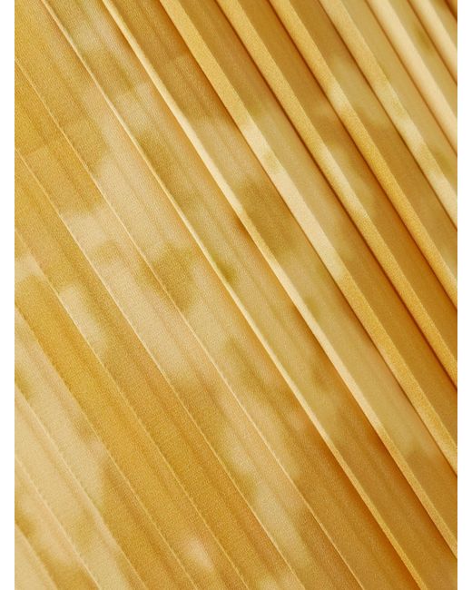 ‎Dima Ayad Yellow Tie-Dyed Plissé-Satin Wide-Leg Pants