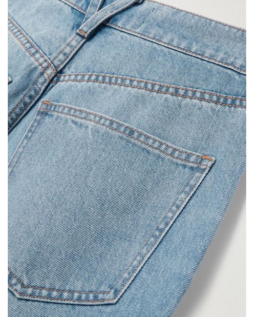 Veronica Beard Blue Taylor Cropped Scalloped High-Rise Wide-Leg Jeans