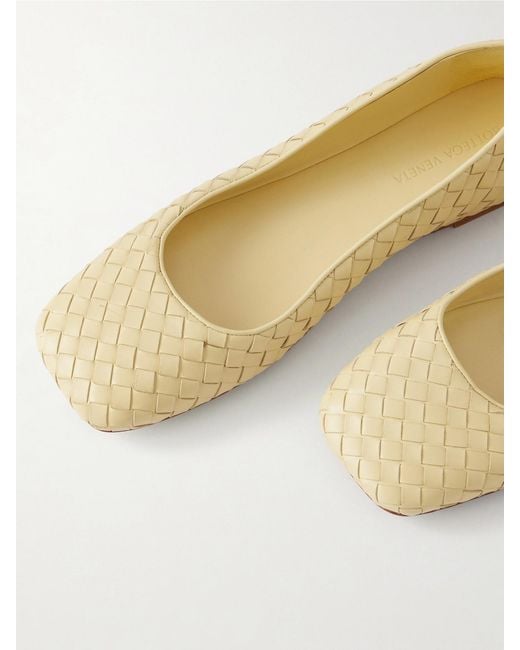 Bottega Veneta Natural Charlotte Intrecciato Leather Ballet Flats
