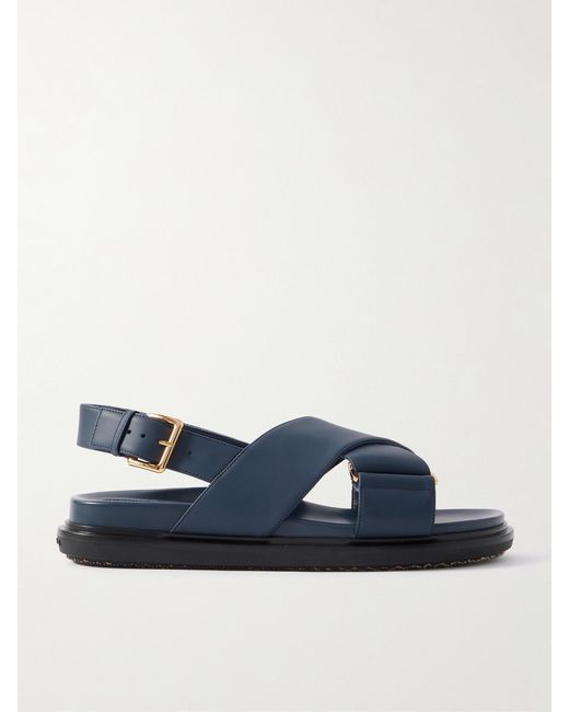 Marni Blue Fussbett Leather Slingback Sandals