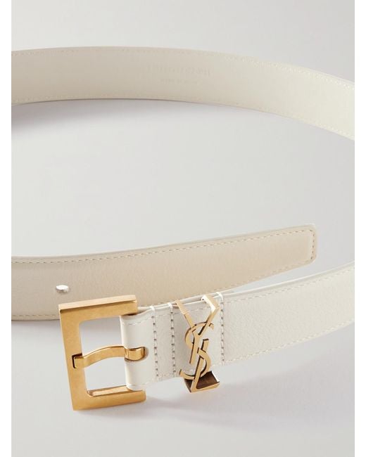 Saint Laurent Natural Cassandre Leather Belt