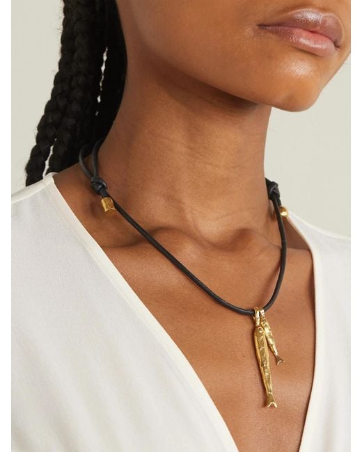 Alighieri Natural Net Sustain Gone Fishing-Plated Cord Necklace