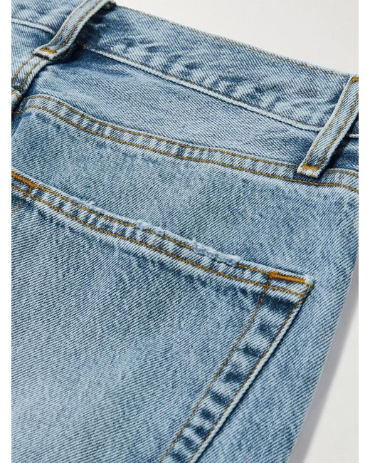 FRAME Blue The Lax Hoch Sitzende Schlagjeans Mit Distressed-Details