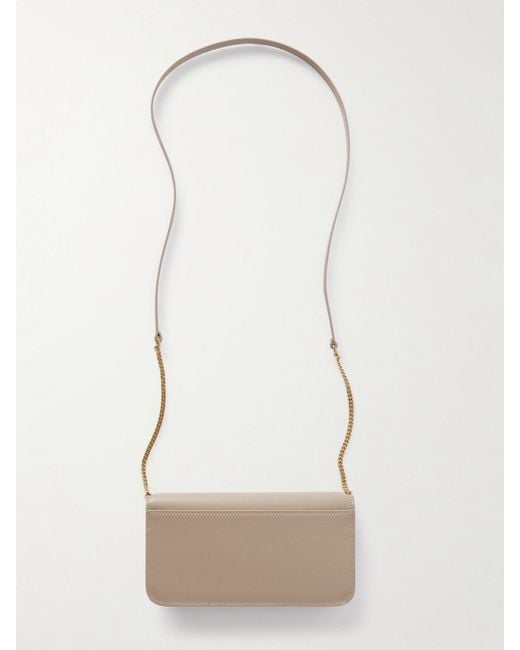 Saint Laurent White Cassandre Strap Leather Phone Case