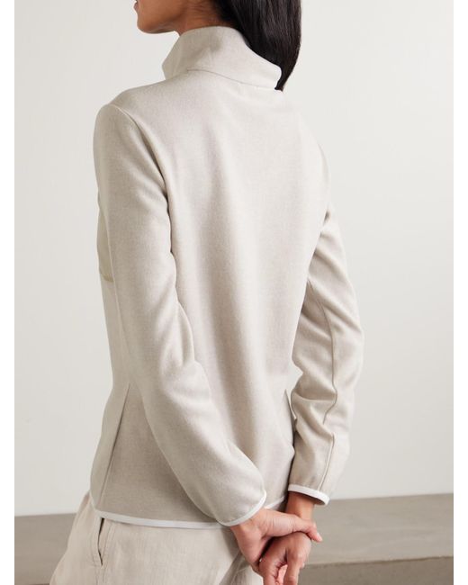 Brunello Cucinelli Natural Printed Shell-Trimmed Cashmere-Blend Sweatshirt