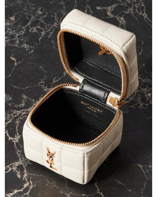 Saint Laurent Natural Cassandre Matelassé Mini Quilted Leather Pouch