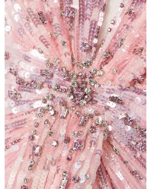 Jenny Packham Pink Rush Embellished Cape-Effect Tulle Gown