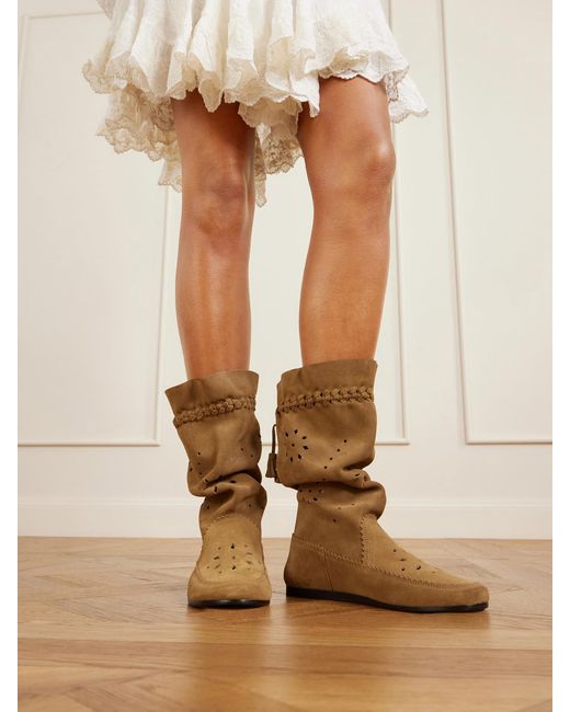 Isabel Marant Brown Welky Laser-Cut Suede Boots