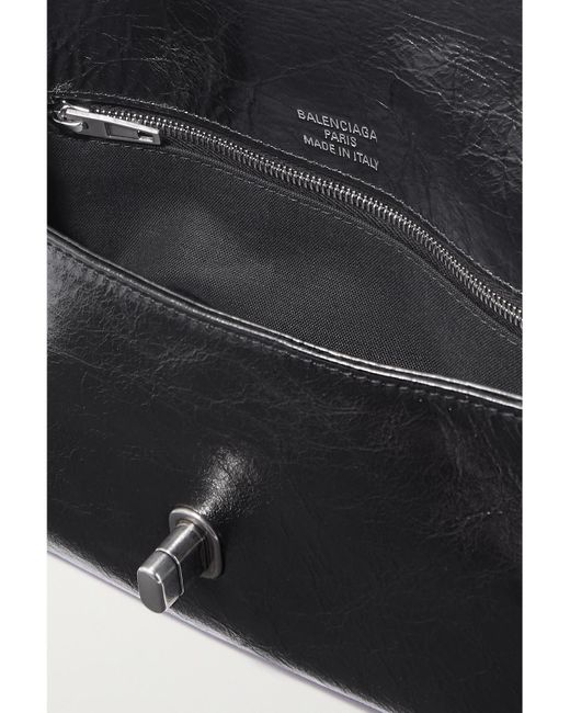 Balenciaga Black Bb Small Crinkled-Leather Shoulder Bag