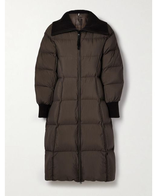 Moncler Black Brerelle Ribbed-Knit Trimmed Quilted Shell Down Coat
