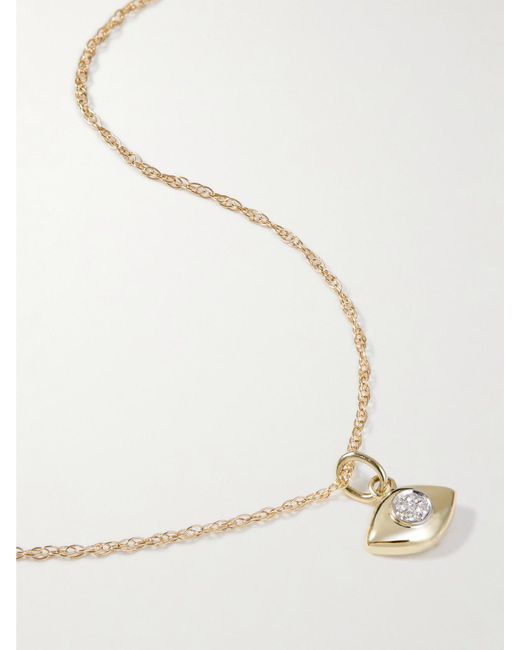 STONE AND STRAND Natural Tiny Evil Eye Kette Aus 10 Karat Mit Diamant