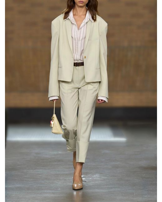 Calvin Klein White Ramie-Blend Twill Straight-Leg Pants