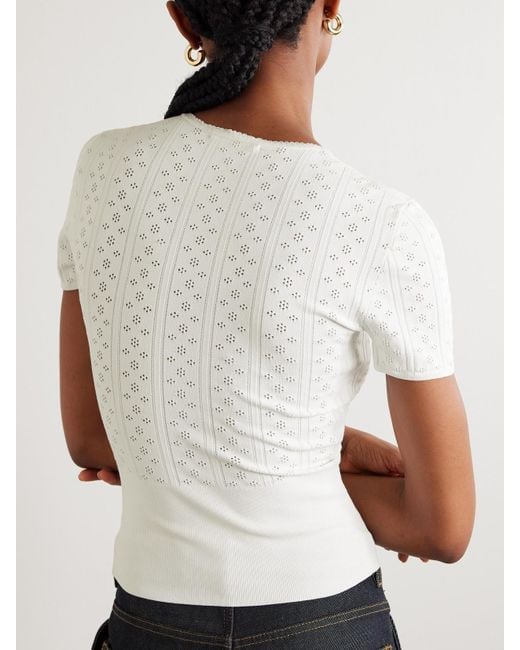 J.W. Anderson White Bow-Detailed Recycled Pointelle-Knit T-Shirt