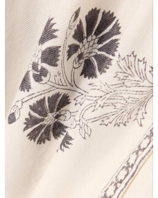 Alix Of Bohemia Natural Artemis Java Hemd Aus Woll-Twill Mit Blumenprint Und Raffungen