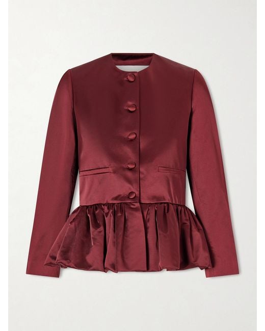 LIBEROWE Red Cotton-Blend Duchesse-Satin Peplum Blazer