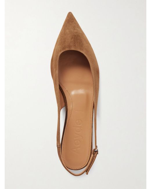 Aeyde White Annora Suede Slingback Flats