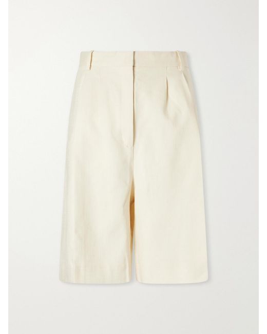 Anine Bing Natural Bryson Canvas Knee-Lenght Shorts
