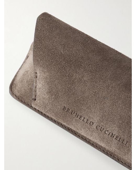 Brunello Cucinelli Brown Suede Glasses Case