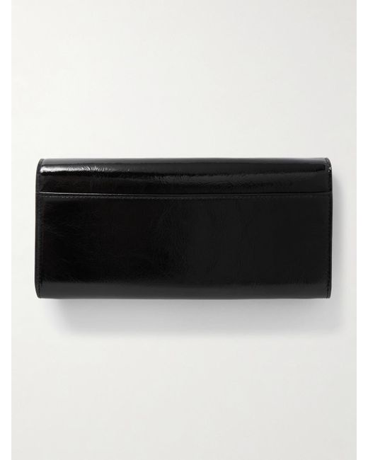 Roger Vivier Black Belle Vivier Buckled Patent-Leather Clutch