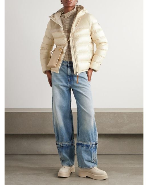 Moncler Natural Beauvais Shearling-Paneled Quilted Shell Hooded Down Jacket