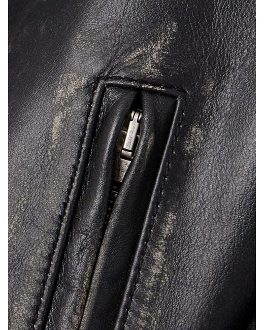 Acne Black Leather Jacket With A 'Vintage' Effect