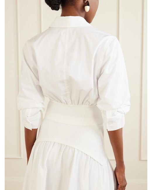 Jonathan Simkhai White Stiles Gathered Cotton-Poplin Shirt
