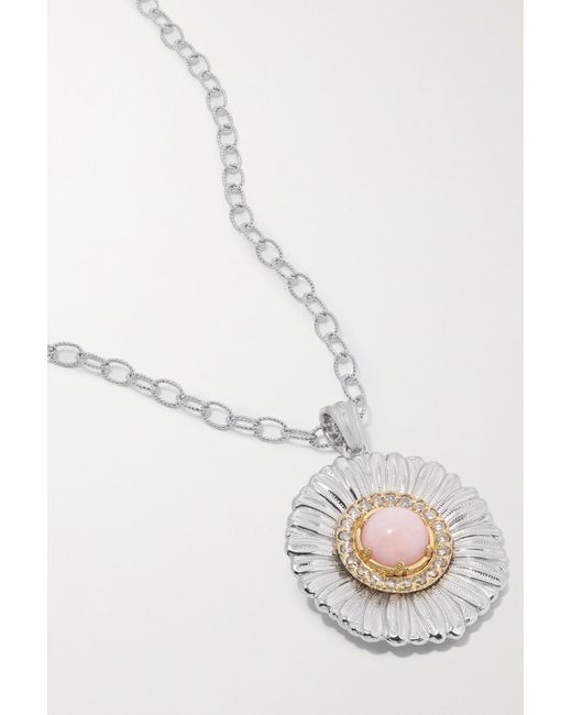 Buccellati Metallic Daisy Gold-plated Sterling Silver, Opal And Diamond Necklace