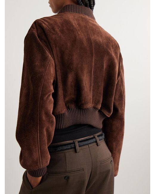 Arma Brown Elettra Cropped Suede Bomber Jacket