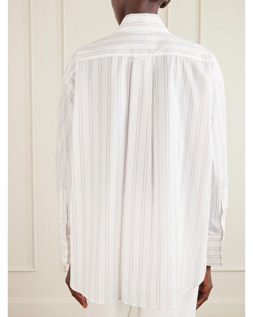 Twp White Big Joe Striped Cotton-Poplin Shirt