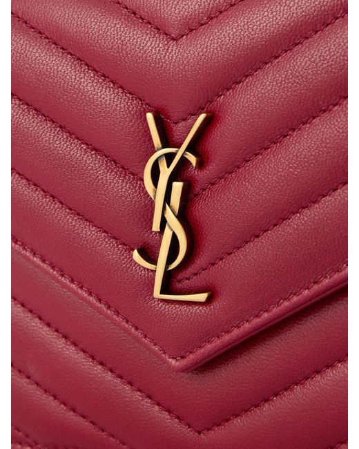 Saint Laurent Red Cassandre Mini Matelassé Leather Shoulder Bag