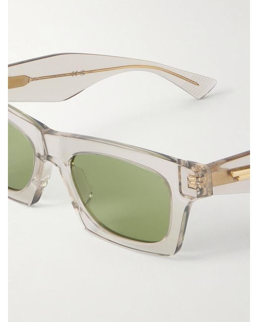 Bottega Veneta Green Ribbon Square-Frame Acetate Sunglasses