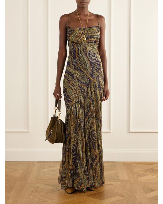 Etro Natural Paisley-Printed Silk-Blend Maxi Dress