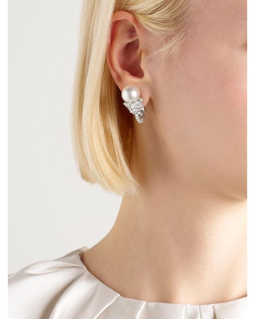 YEPREM Natural 18-Karat, Diamond And Pearl Earrings