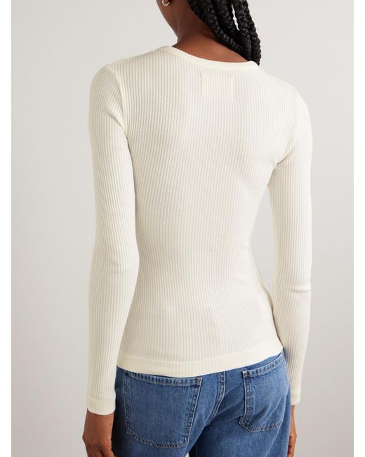 Citizens of Humanity Natural Bina Ribbed Stretch-Lyocell And Organic Cotton-Blend Top