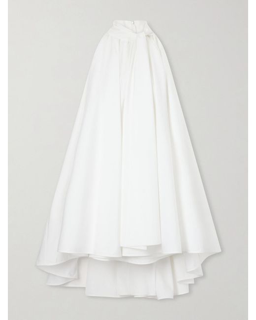 Givenchy White Tie-Detailed Pleated Cotton Mini Dress