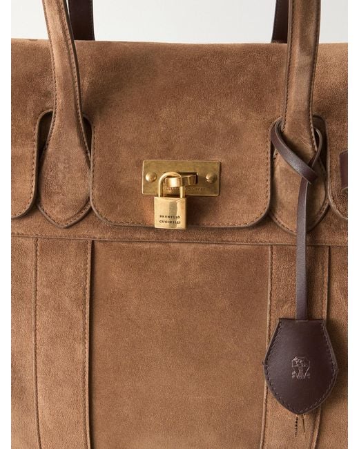Brunello Cucinelli Brown Suede Weekend Bag