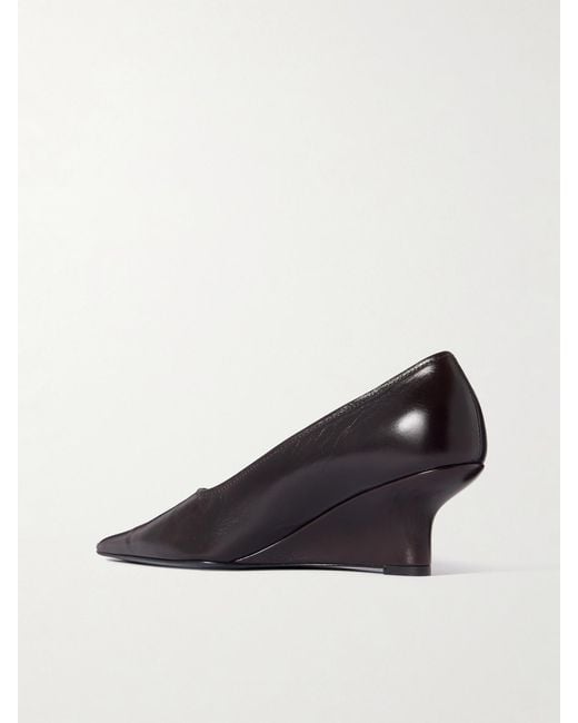 Totême Brown Leather Wedge Pumps