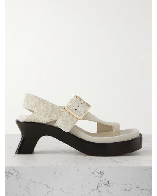 Loewe White Ease Brushed-Suede Sandals