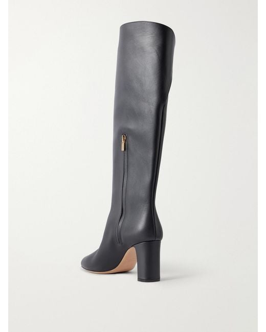 Ferragamo Black Elli 70 Embellished Leather Knee Boots