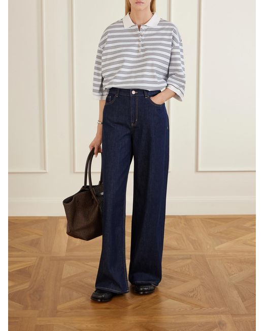 La Ligne Blue Isadora Cotton-Chambray Wide-Leg Jeans